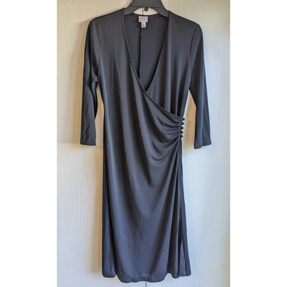 Isaac Mizrahi for Target Women's Black V-neck Long Sleeve Midi Dress Size M